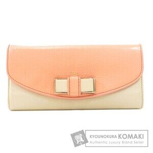 Chloe logo ribbon long Wallet calfskin leather